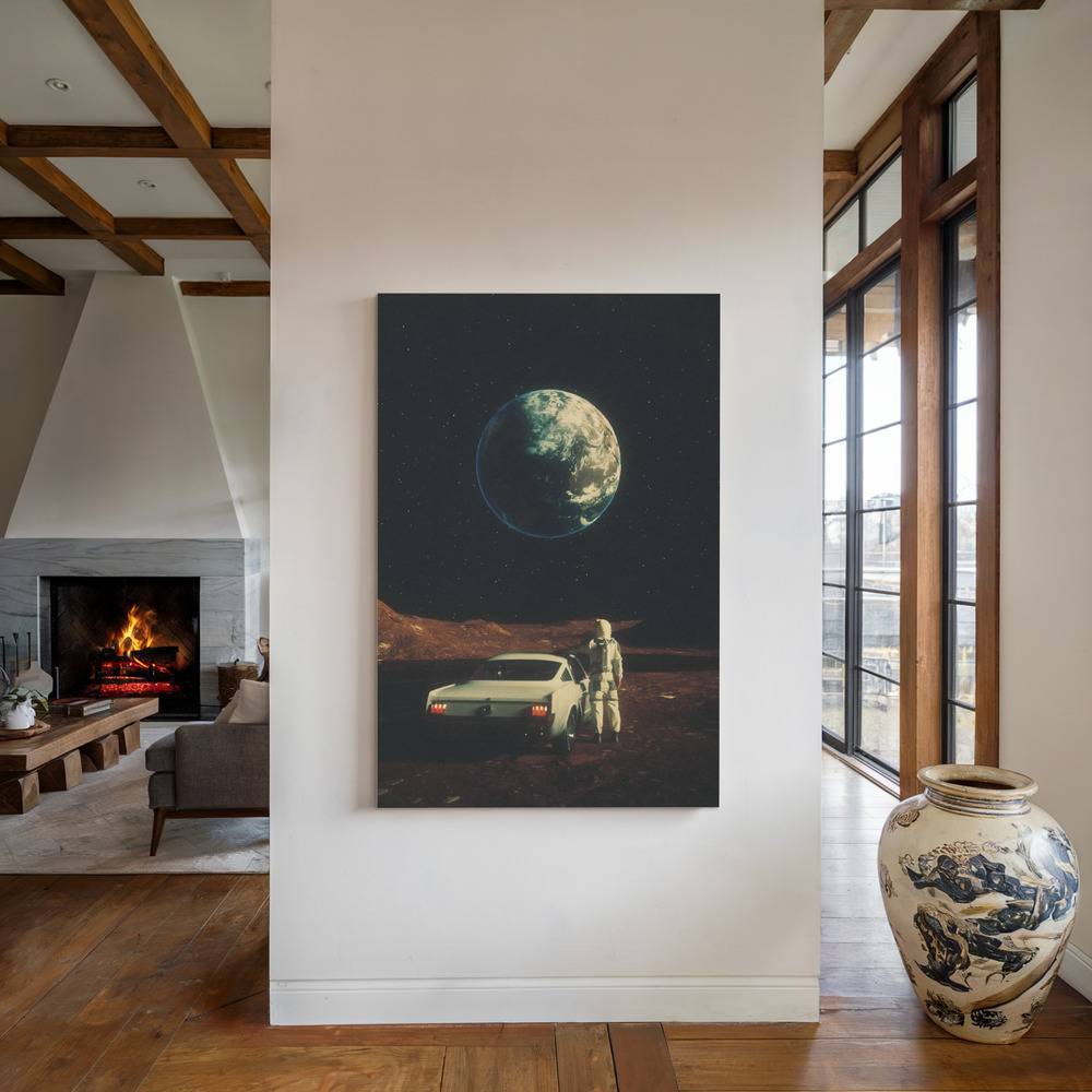 Lienzo - Far From Home junto a la chimenea