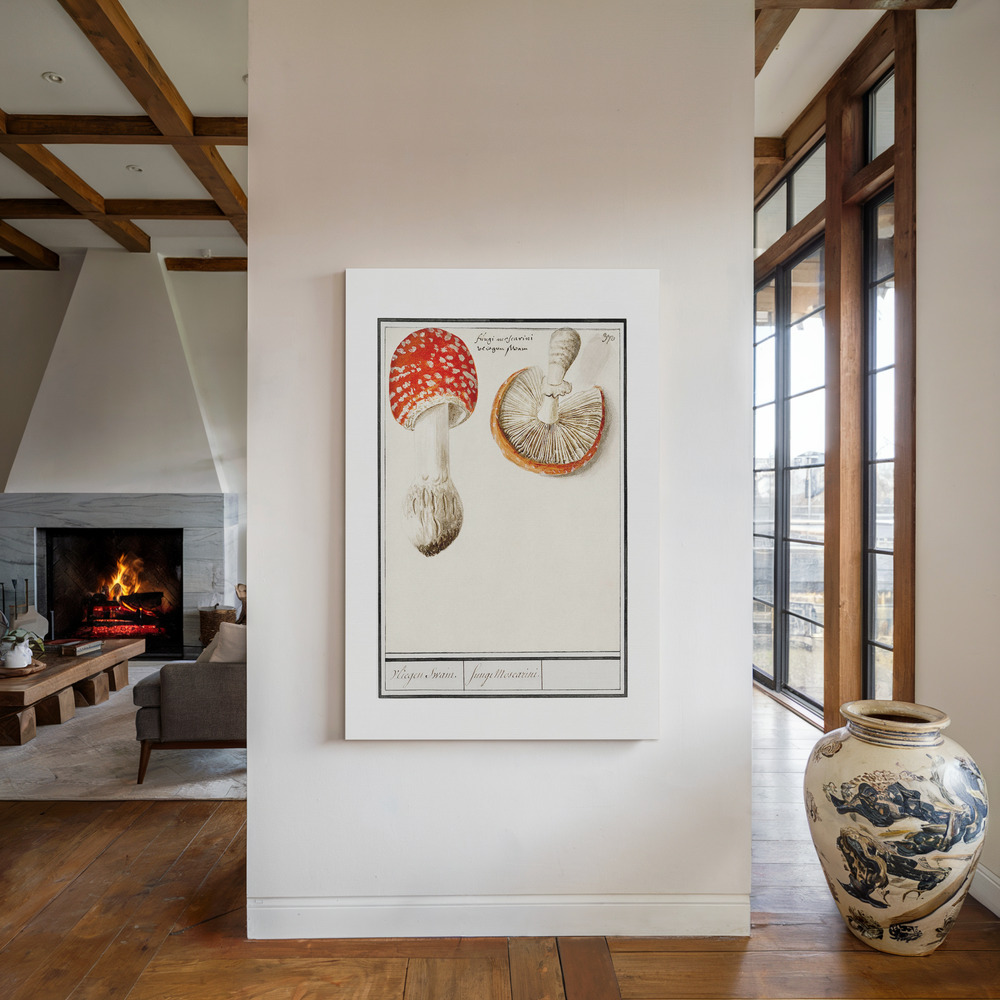 Canvas print - Fly Agaric, Amanita Muscaria by the fireplace