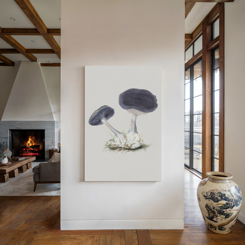 Canvas print - Vintage Violet Webcap Mushroom by the fireplace