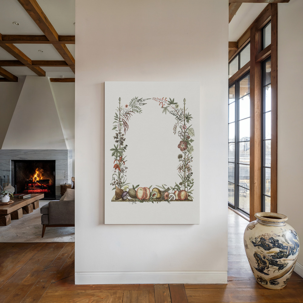 Canvas print - Hand Drawn Botanical Frame by the fireplace