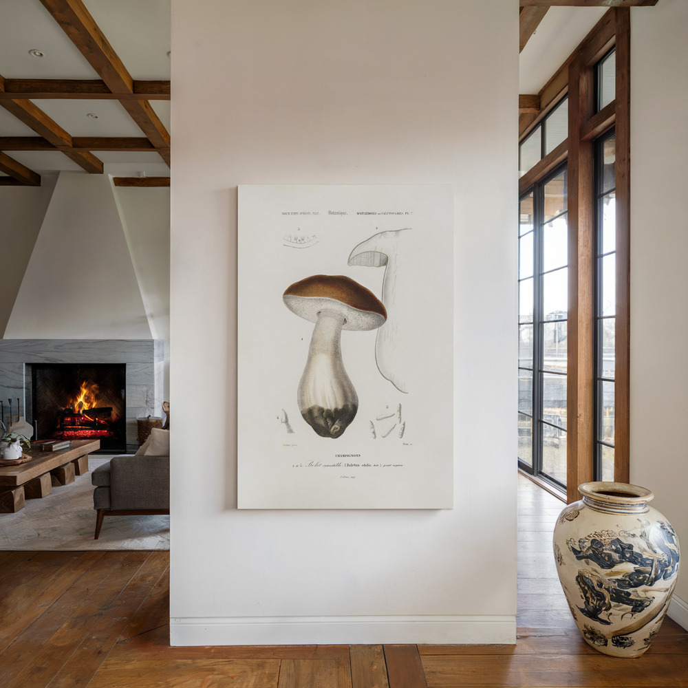 Canvas print - Penny Bun (boletus Edulis) by the fireplace