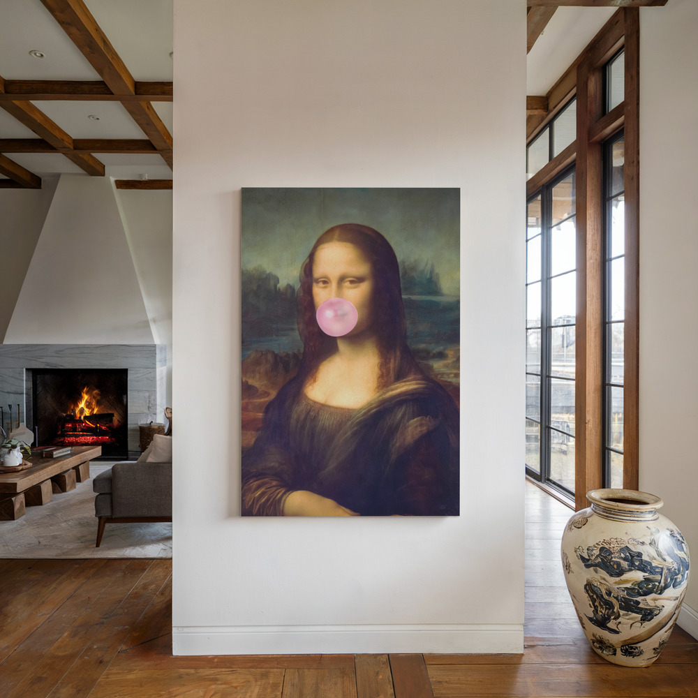 Canvas print - Mona Lisa Bubble Gum by the fireplace