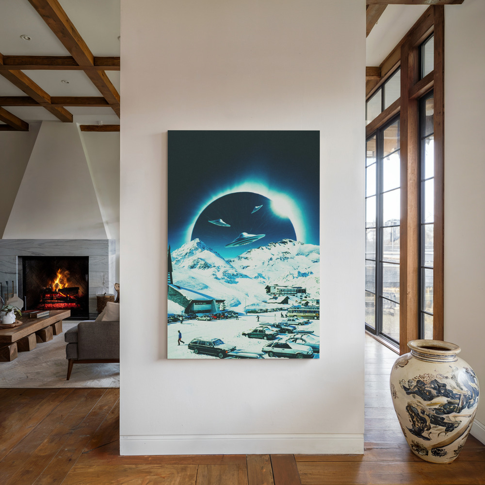 Canvas print - Winter Eclipse by the fireplace