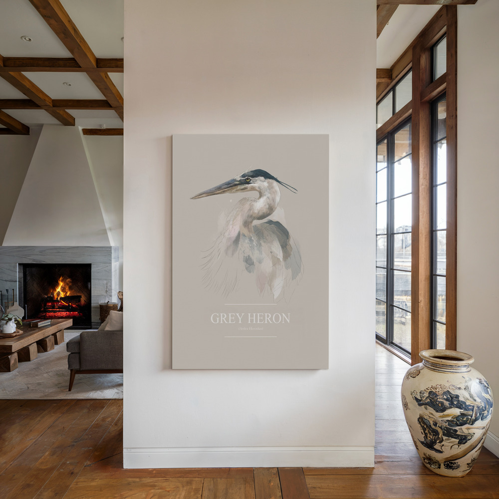 Stampe su tela - Grey Heron accanto al camino