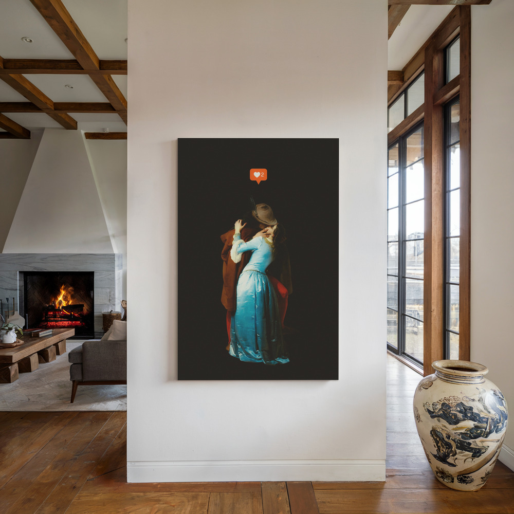Lienzo - A Modern Kiss junto a la chimenea
