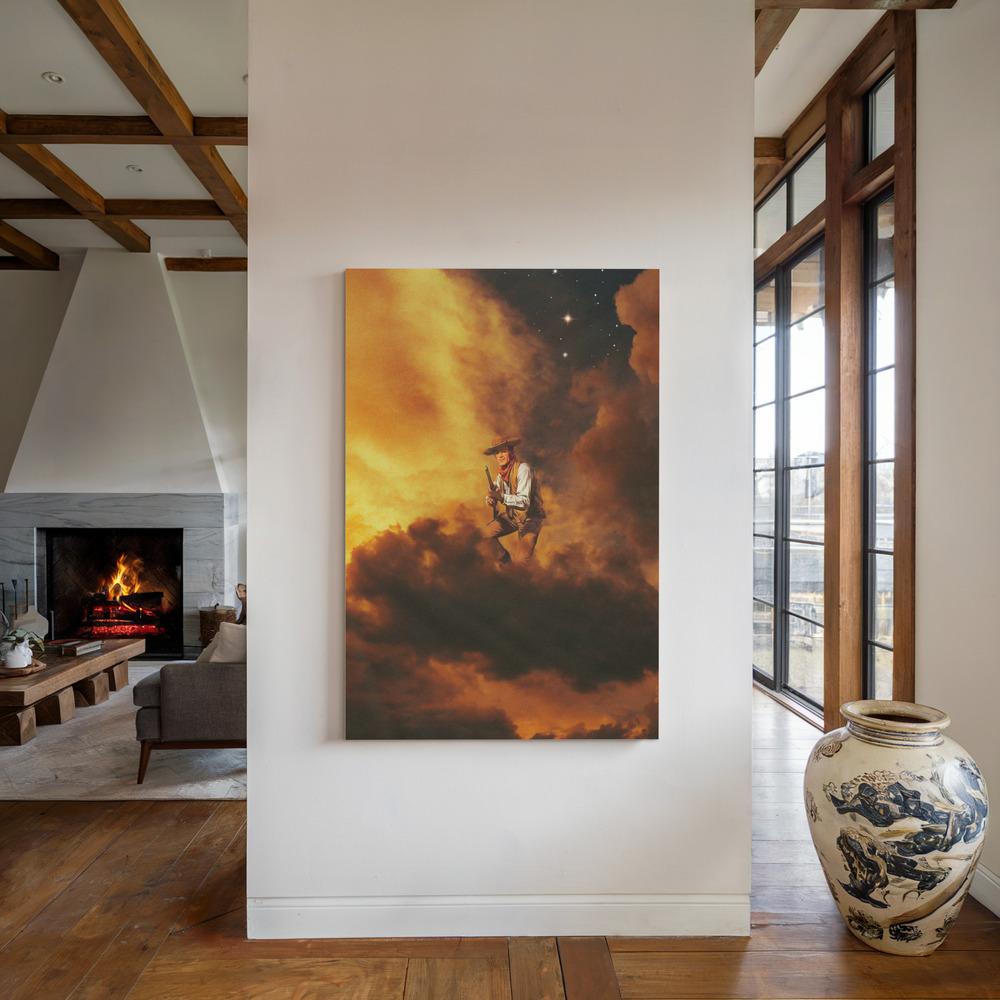 Lienzo - Cowboy I junto a la chimenea