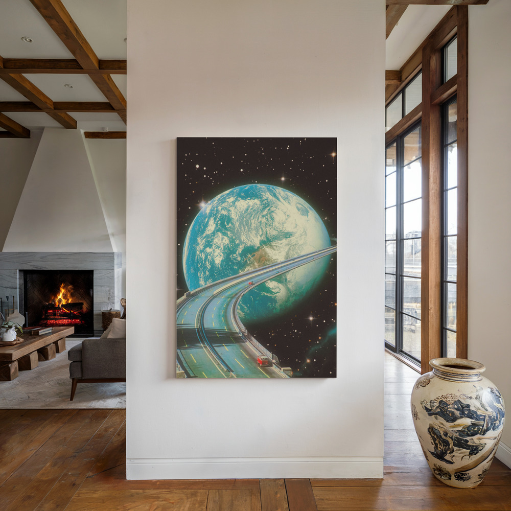 Canvas print - Highway Home by the fireplace