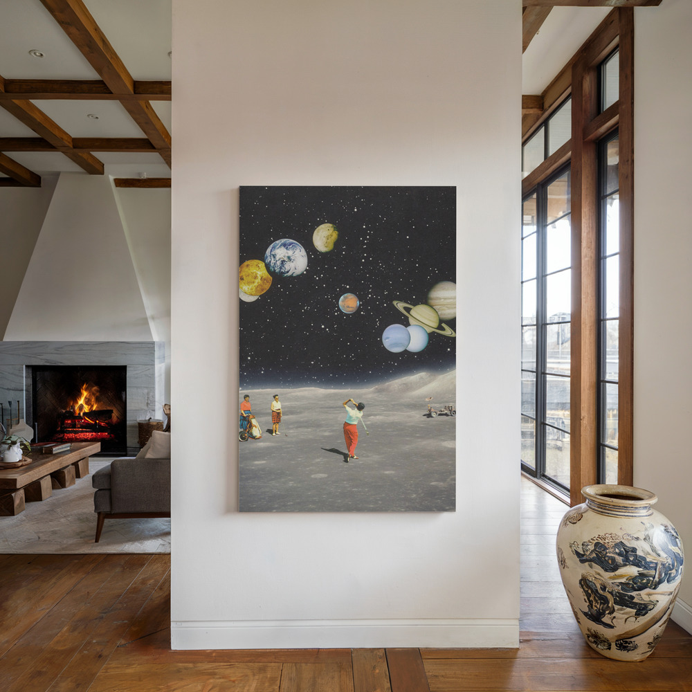 Lienzo - Space Golf junto a la chimenea