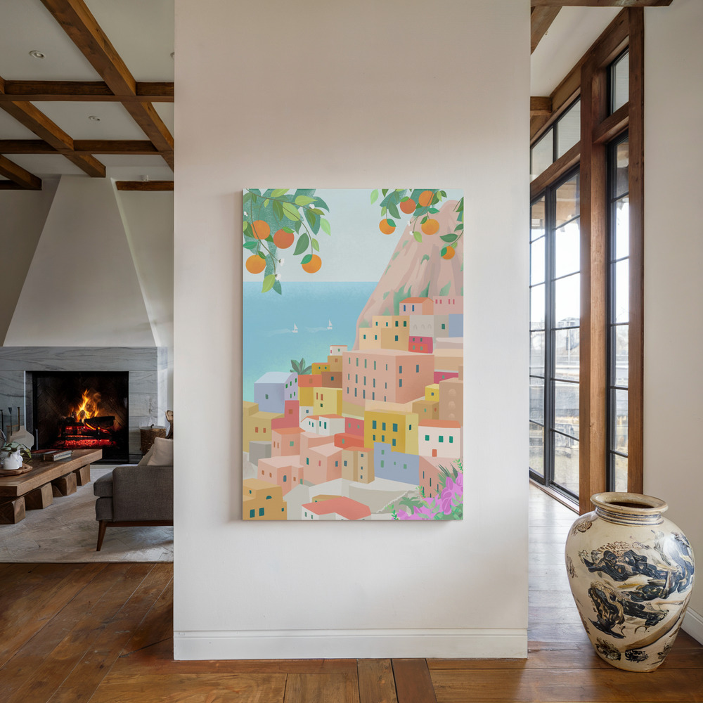 Lienzo - Amalfi junto a la chimenea