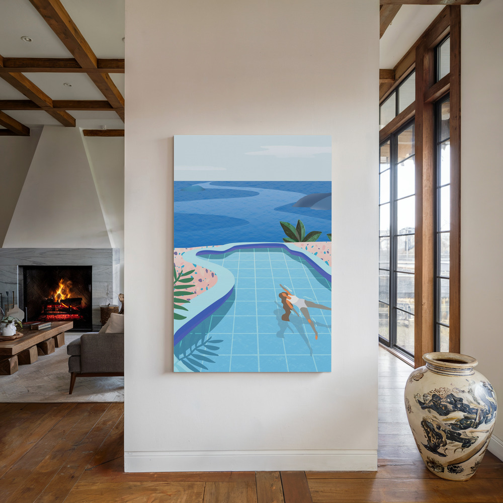 Toile - Girl in Pool au coin du feu
