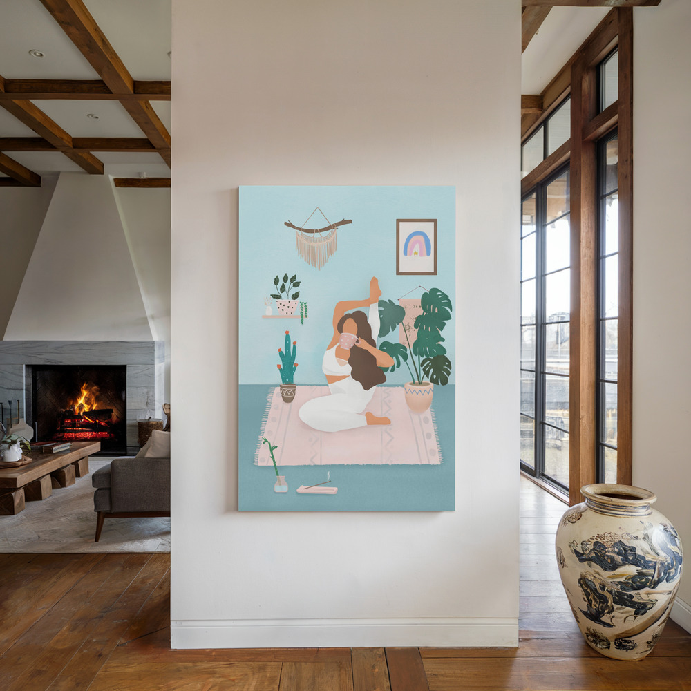 Toile - Yoga Time au coin du feu