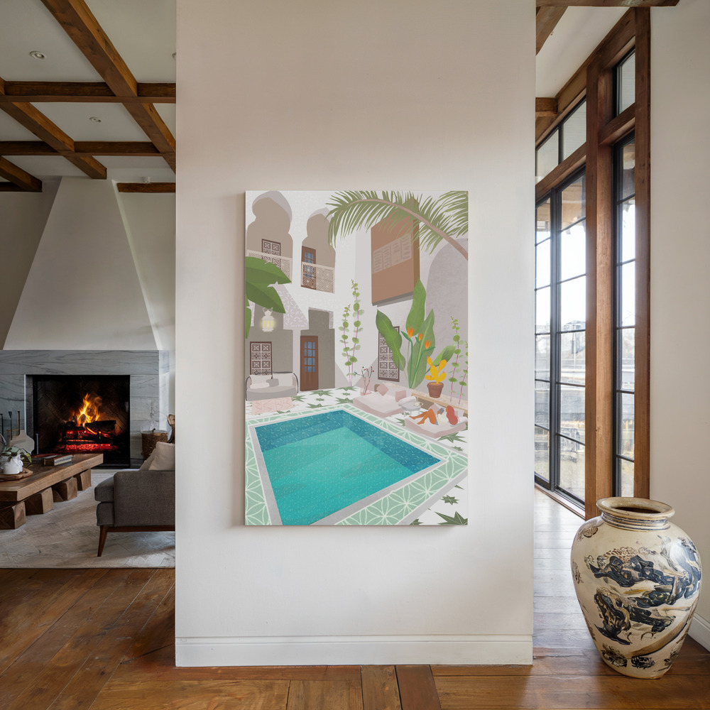 Leinwandbild - Riad am Kamin
