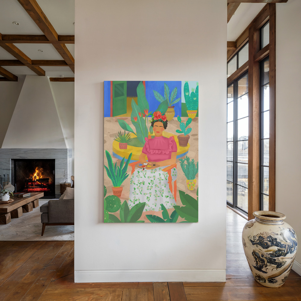 Lienzo - Frida junto a la chimenea