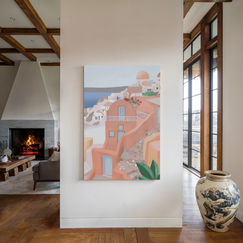 Toile - Santorini au coin du feu