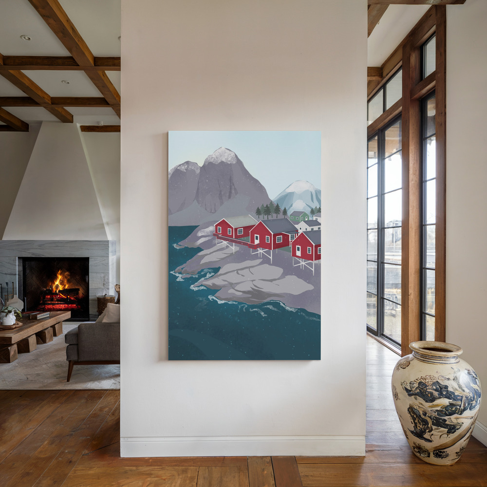 Canvas print - Norway by the fireplace