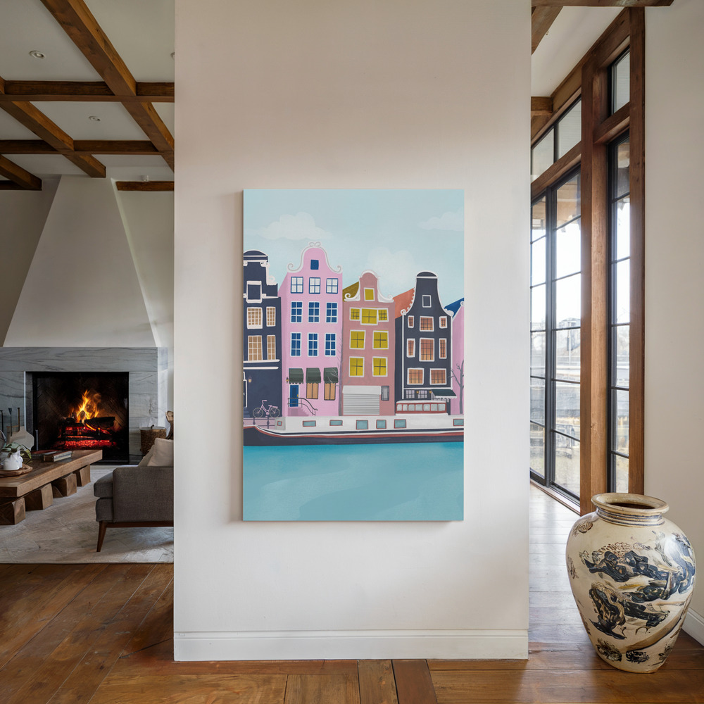 Canvas print - Amsterdam by the fireplace