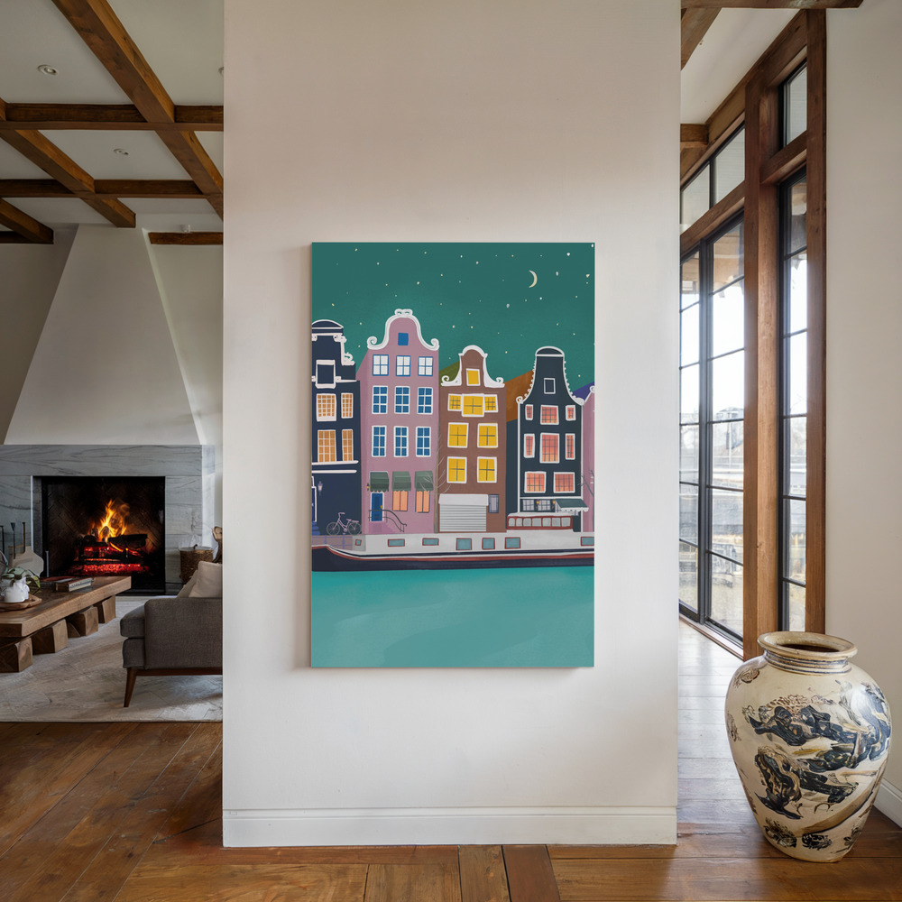 Toile - Amsterdam by night au coin du feu
