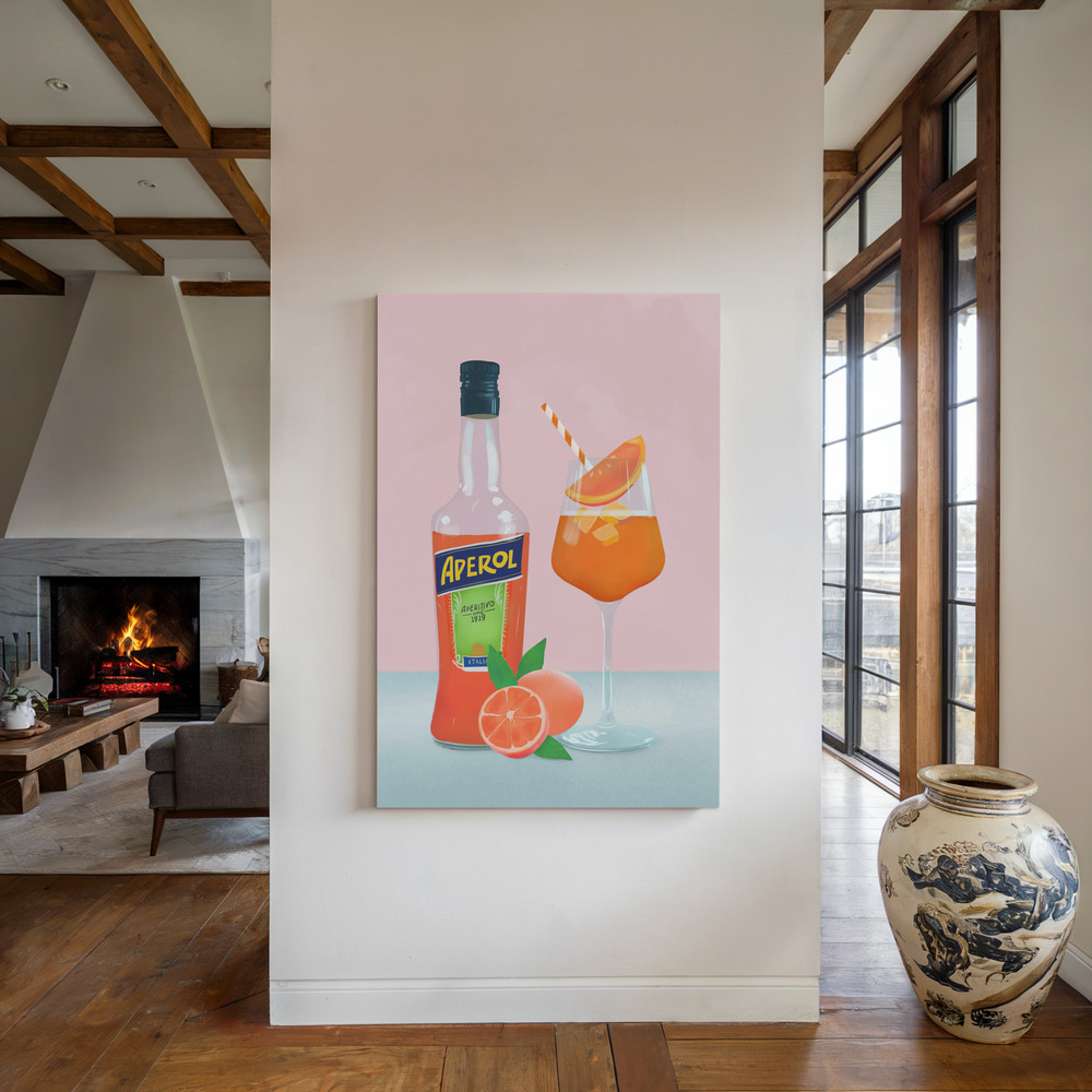 Toile - Aperol Spritz au coin du feu