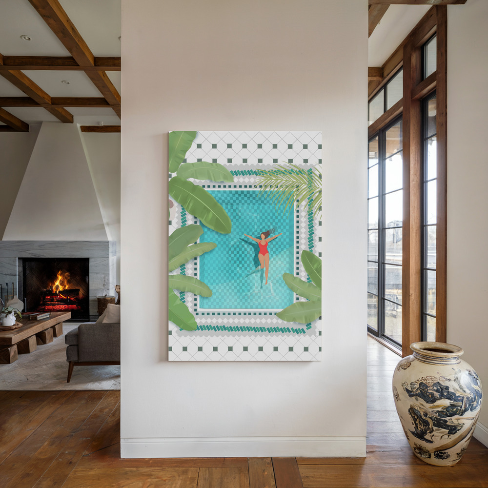 Canvas schilderi - Riad Pool bij de open haard