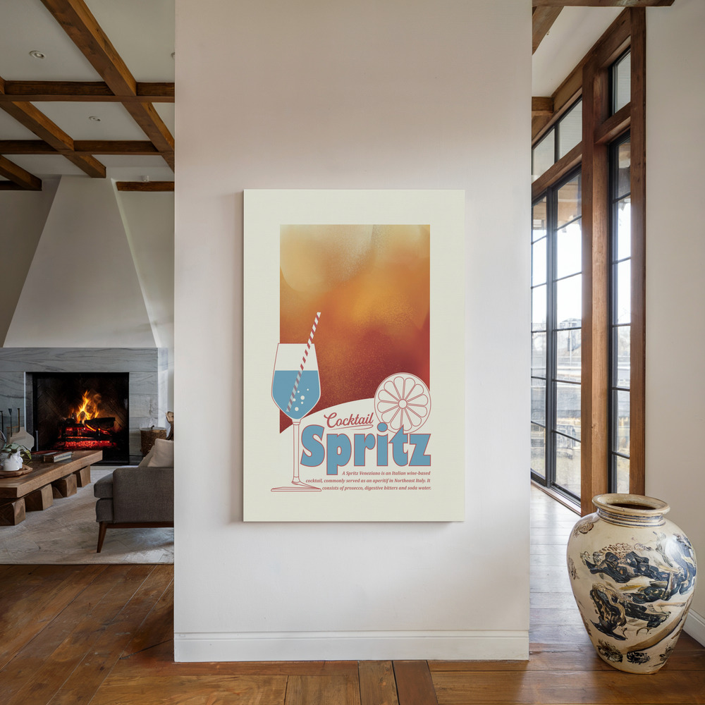 Lærred - Aperol Spritz print ved pejsen