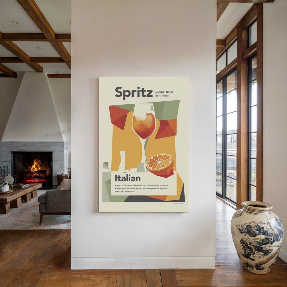 Lienzo - Aperol spritz print junto a la chimenea