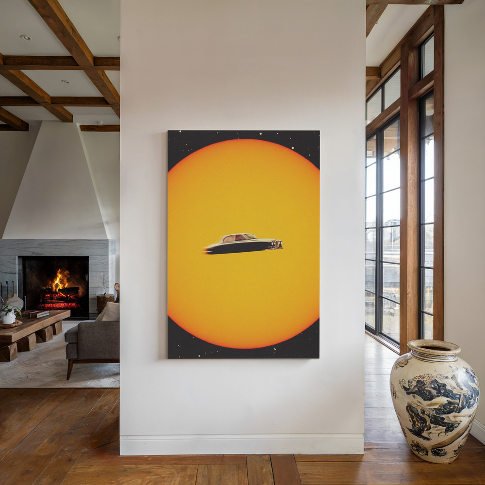 Lienzo - Space Chase junto a la chimenea