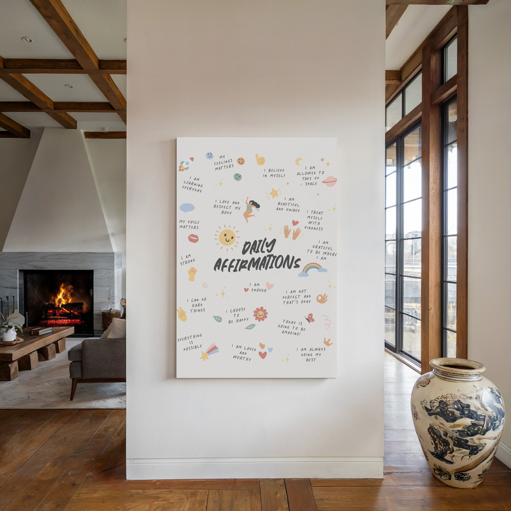 Canvas print - Daily Affirmations No2 by the fireplace