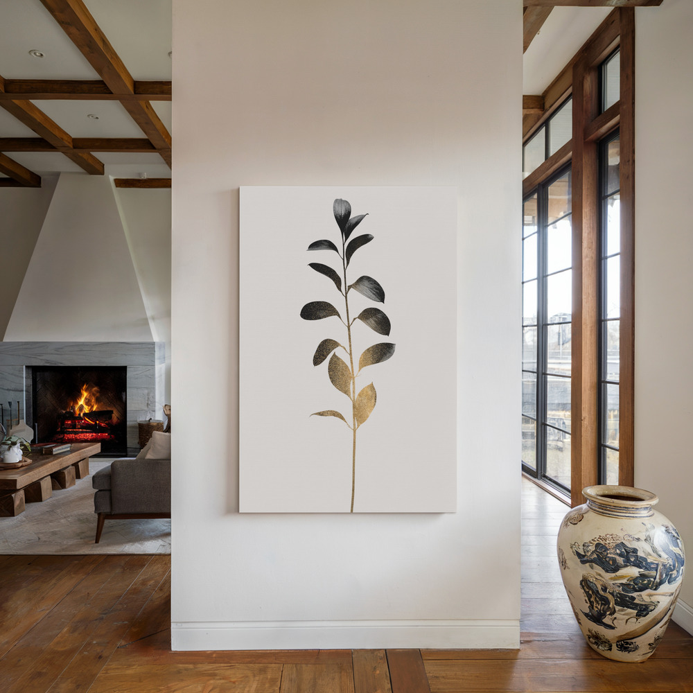 Lienzo - Monochromatica No.9   Dark Gold junto a la chimenea
