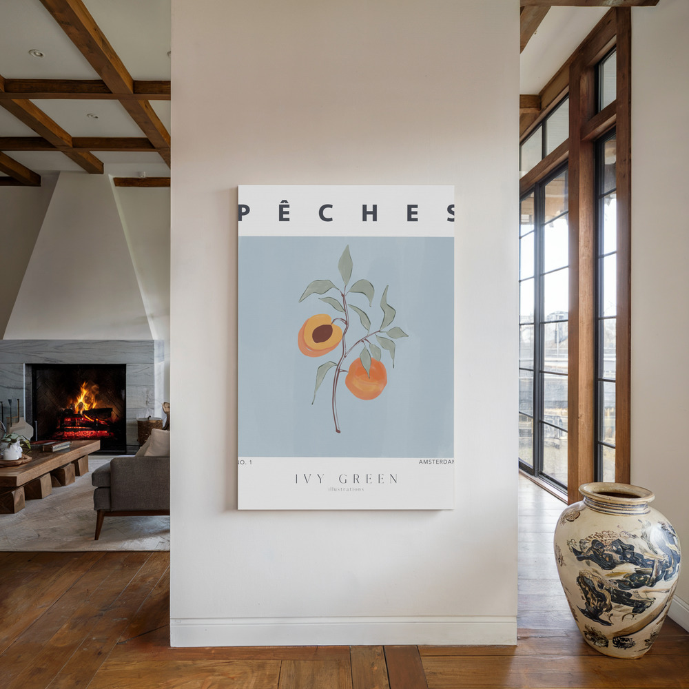 Stampe su tela - Peaches accanto al camino
