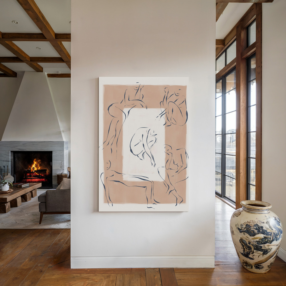 Lienzo - Strike a Pose junto a la chimenea