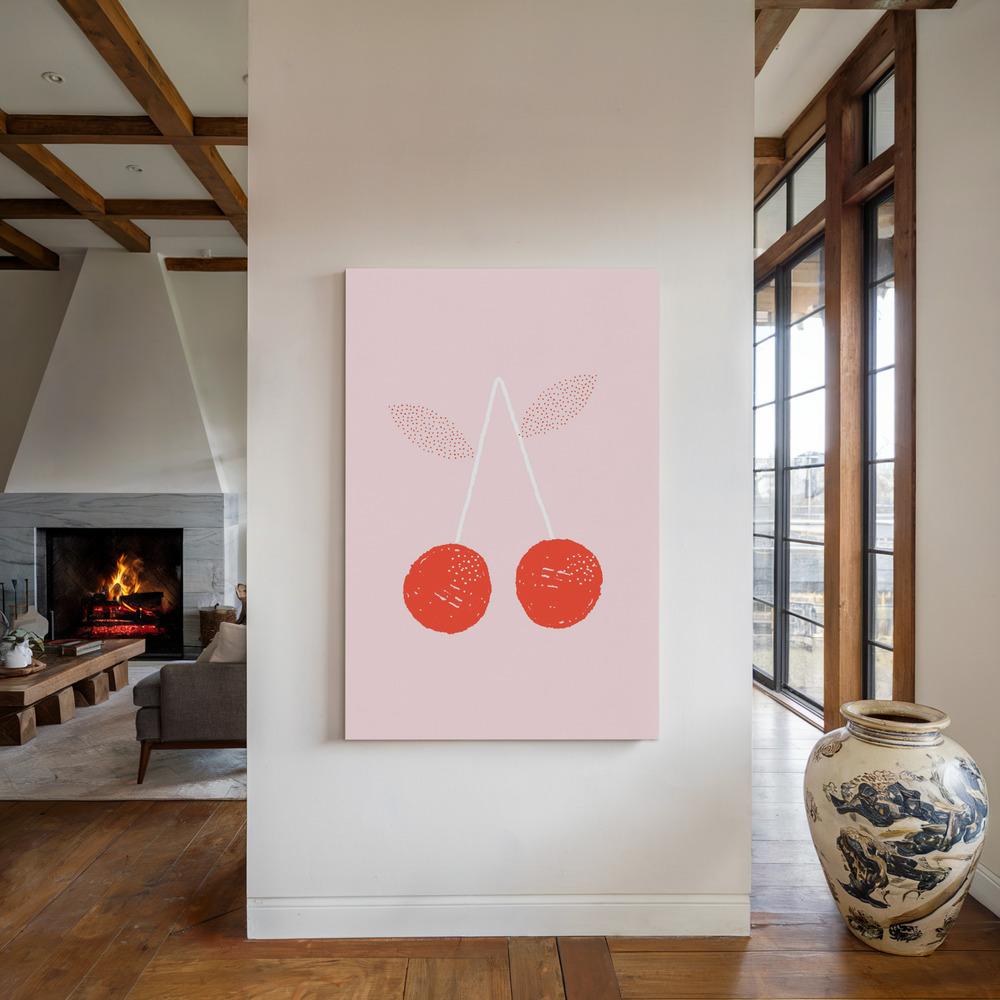 Canvas print - Cherries by the fireplace