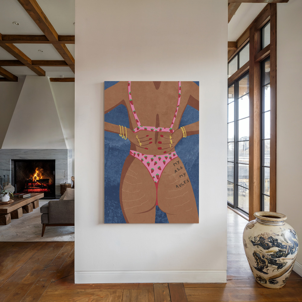 Canvas print - My ass my rules by the fireplace