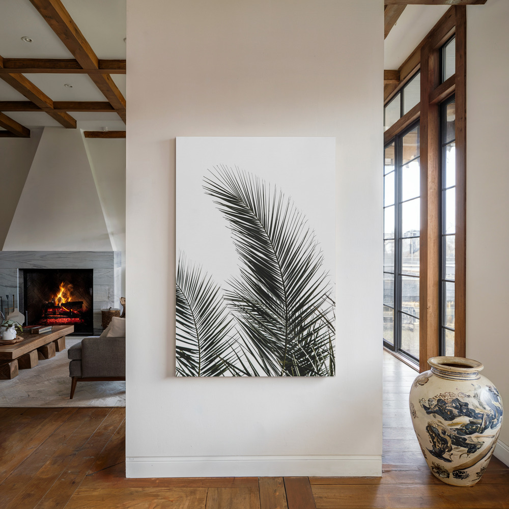 Lærred - Palm Leaves 1 ved pejsen