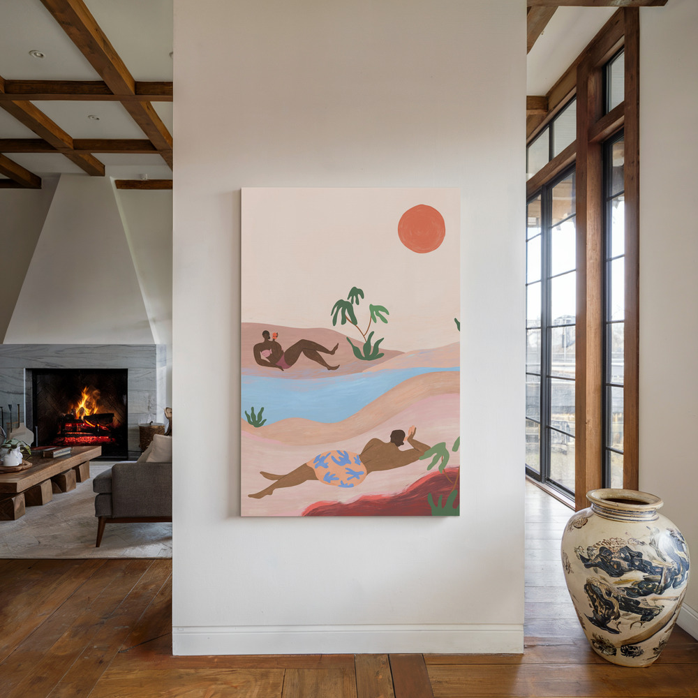 Lienzo - Beach Please junto a la chimenea