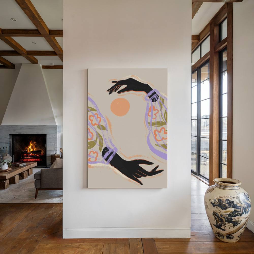 Canvas print - Embrace The Sun by the fireplace