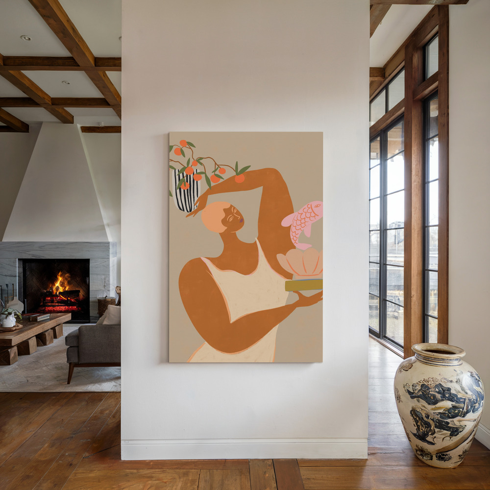 Lienzo - Fish And Oranges junto a la chimenea