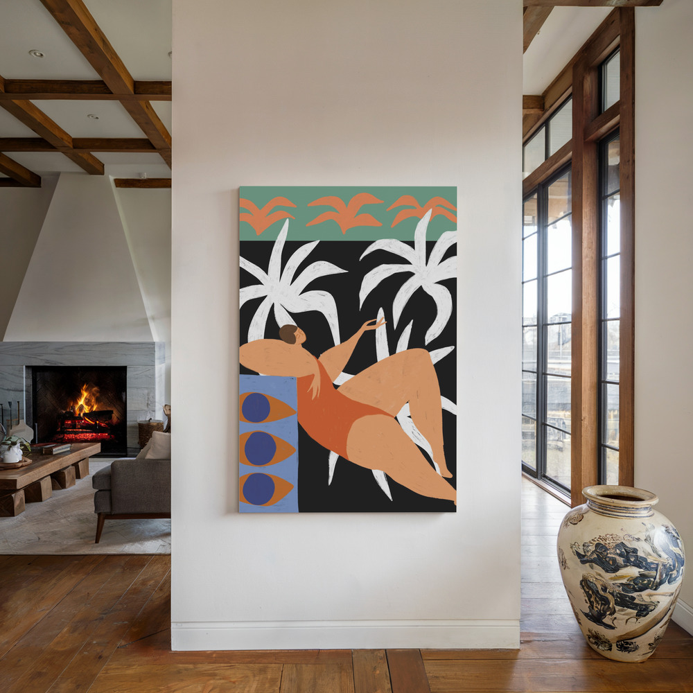 Lienzo - Lazing junto a la chimenea