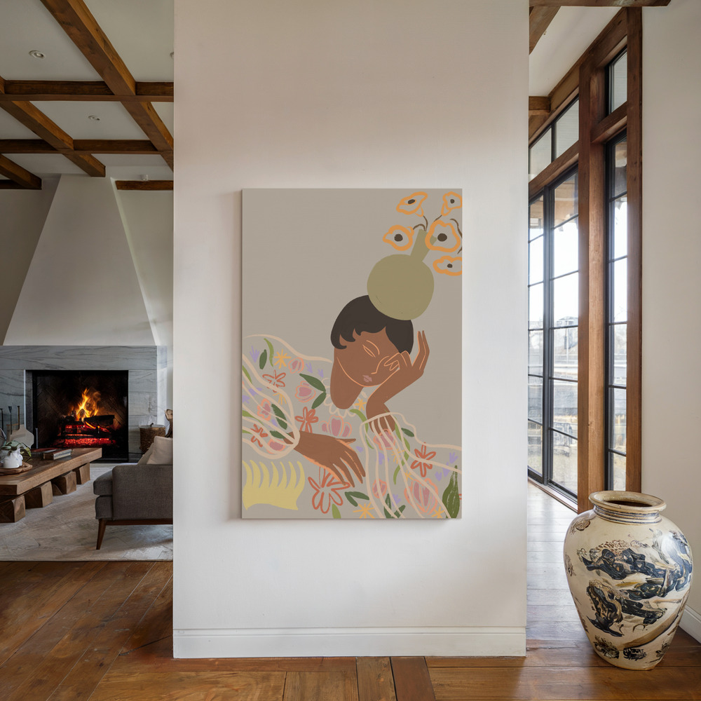 Lienzo - The Overthinker junto a la chimenea
