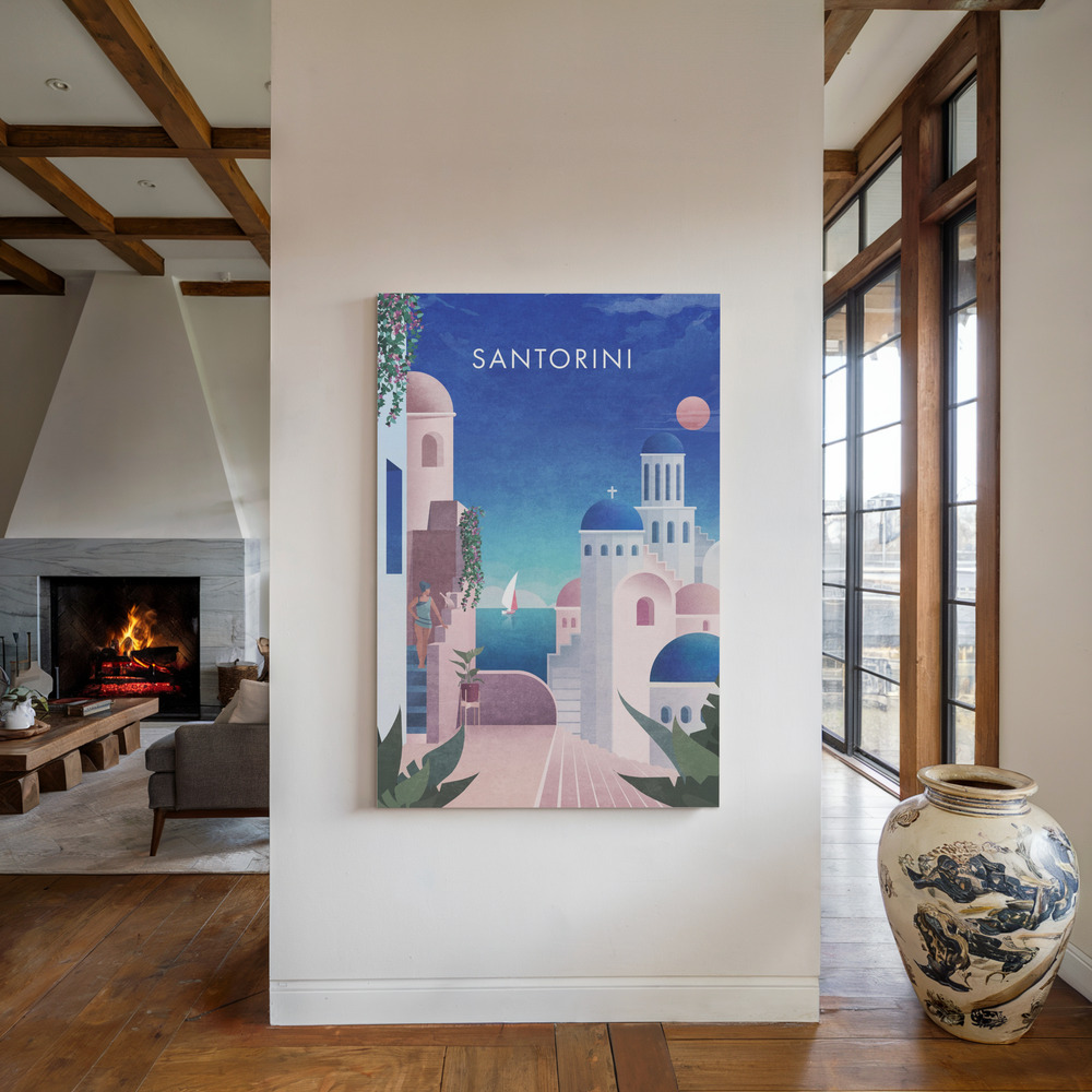 Lienzo - Santorini Text.png junto a la chimenea