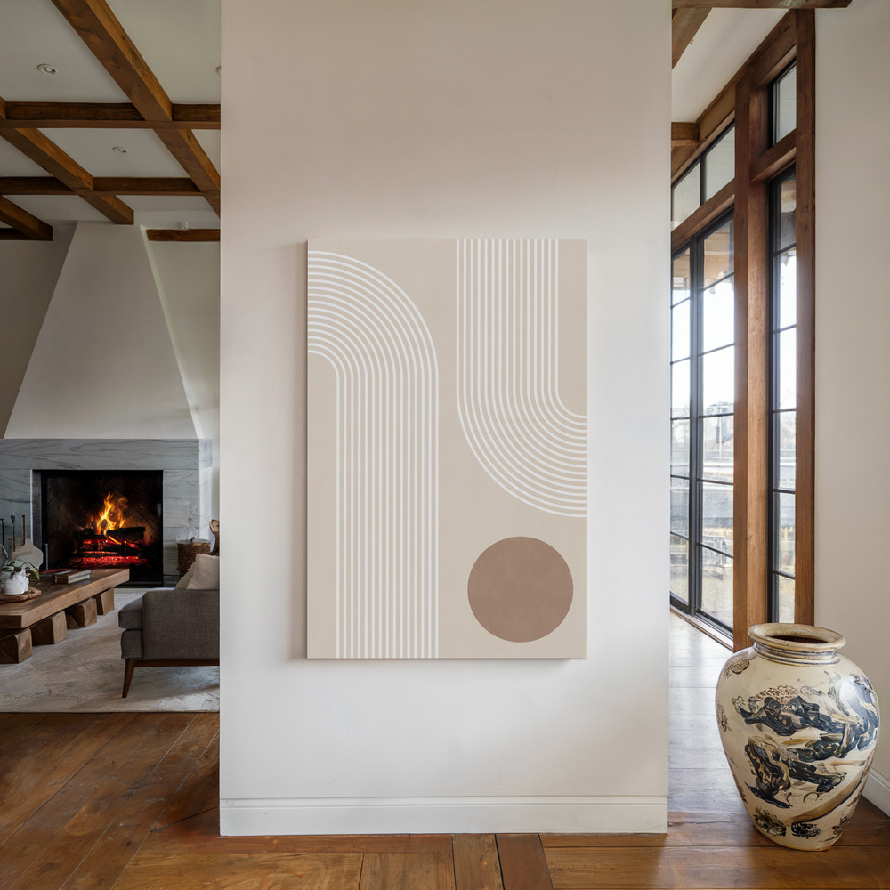 Leinwandbild - Beige Arc Poster - No.1 am Kamin