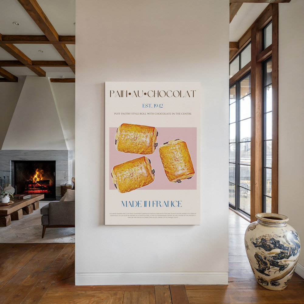 Toile - Pain Au Chocolat Print au coin du feu