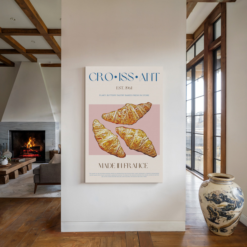 Lienzo - Croissant Print junto a la chimenea