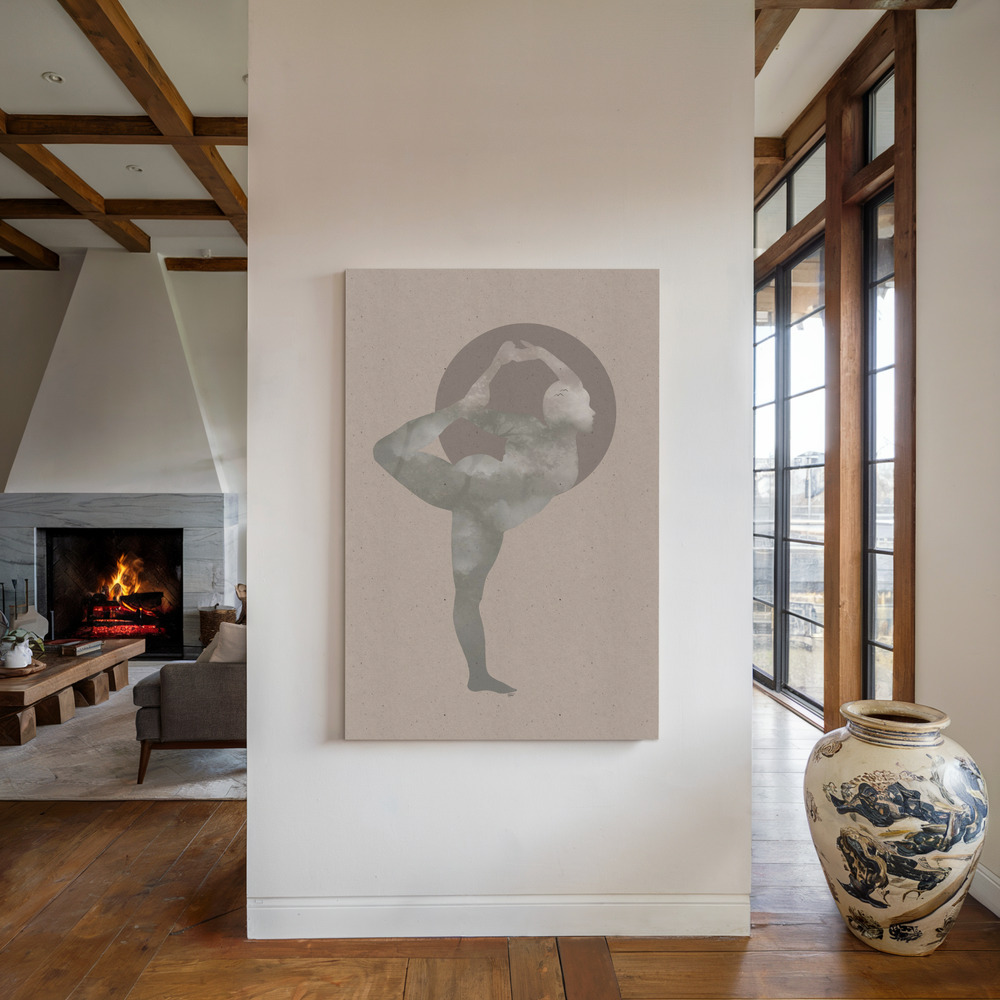 Lienzo - Namaste yoga junto a la chimenea