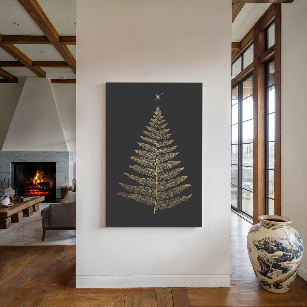 Canvas print - Shining Bright At Christmas Night by the fireplace