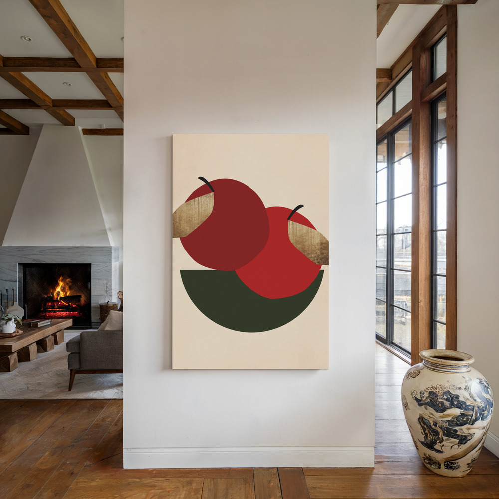 Canvastavla Two Red Apples - Tavla vid den öppna spisen