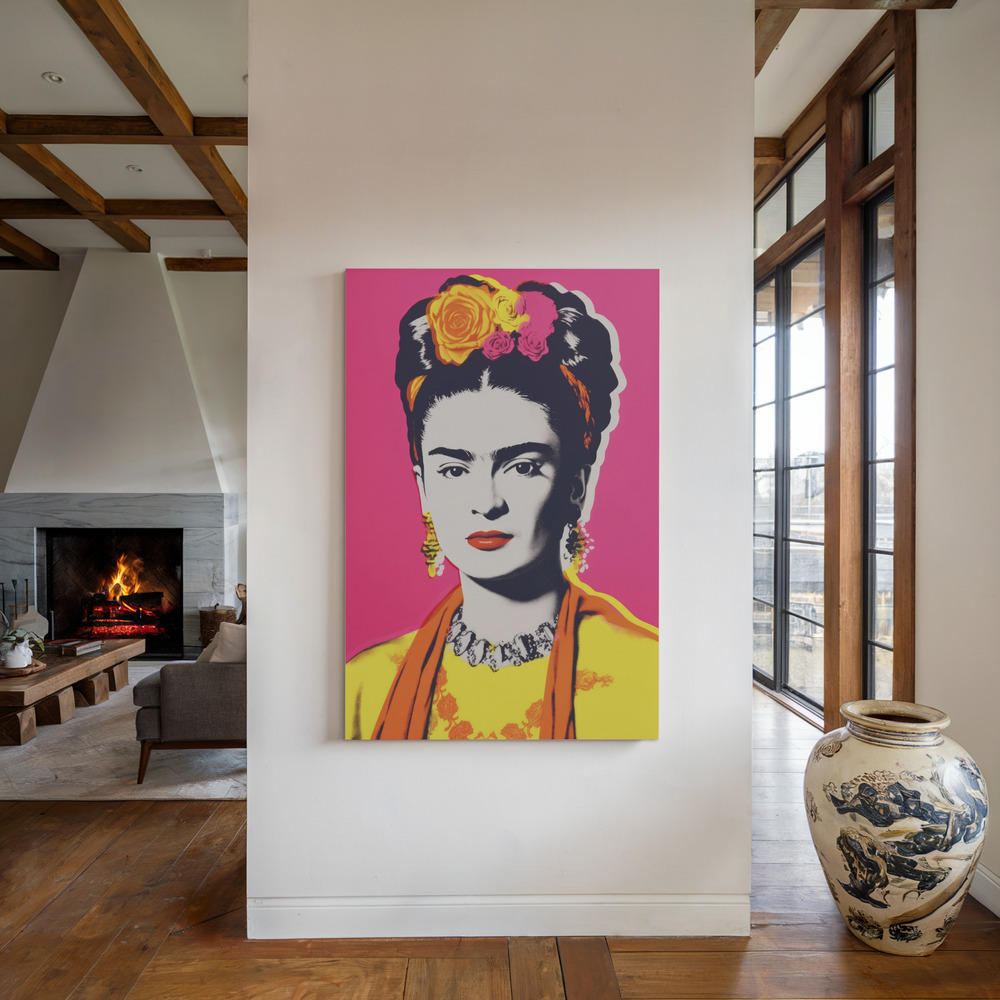 Canvas print - Vibrant Iconic Portrait by the fireplace