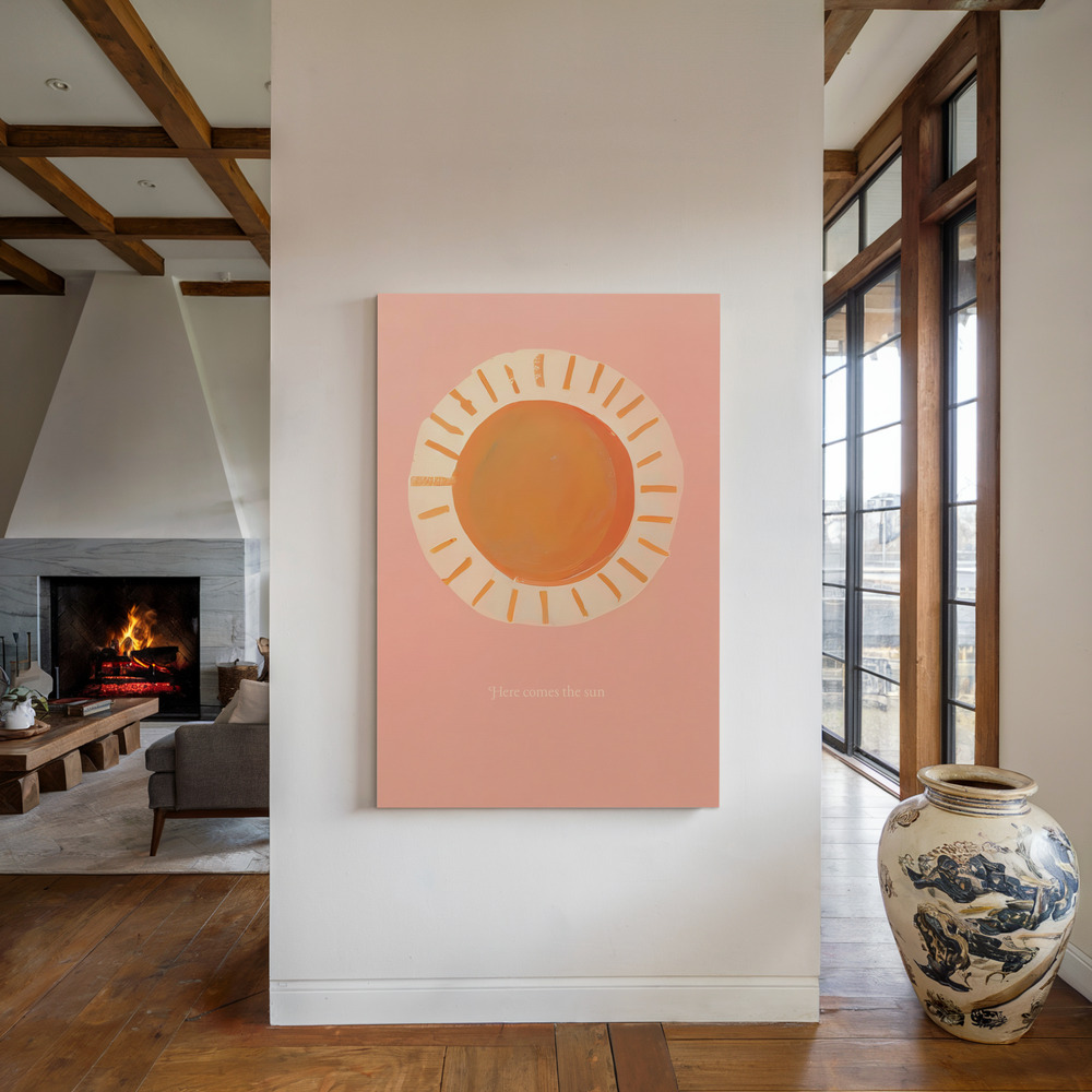 Canvas print - Here Comes the Sun by the fireplace