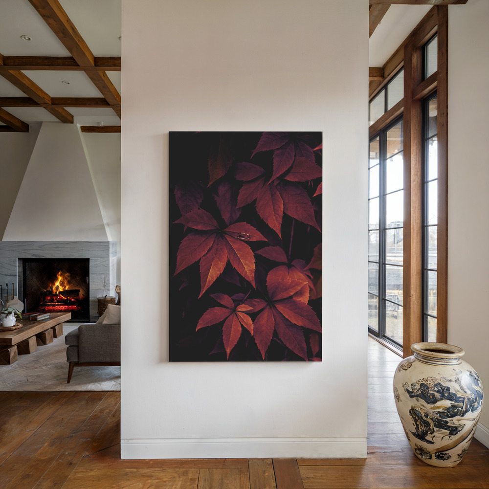 Canvas print - Dark Leaves 7X by the fireplace