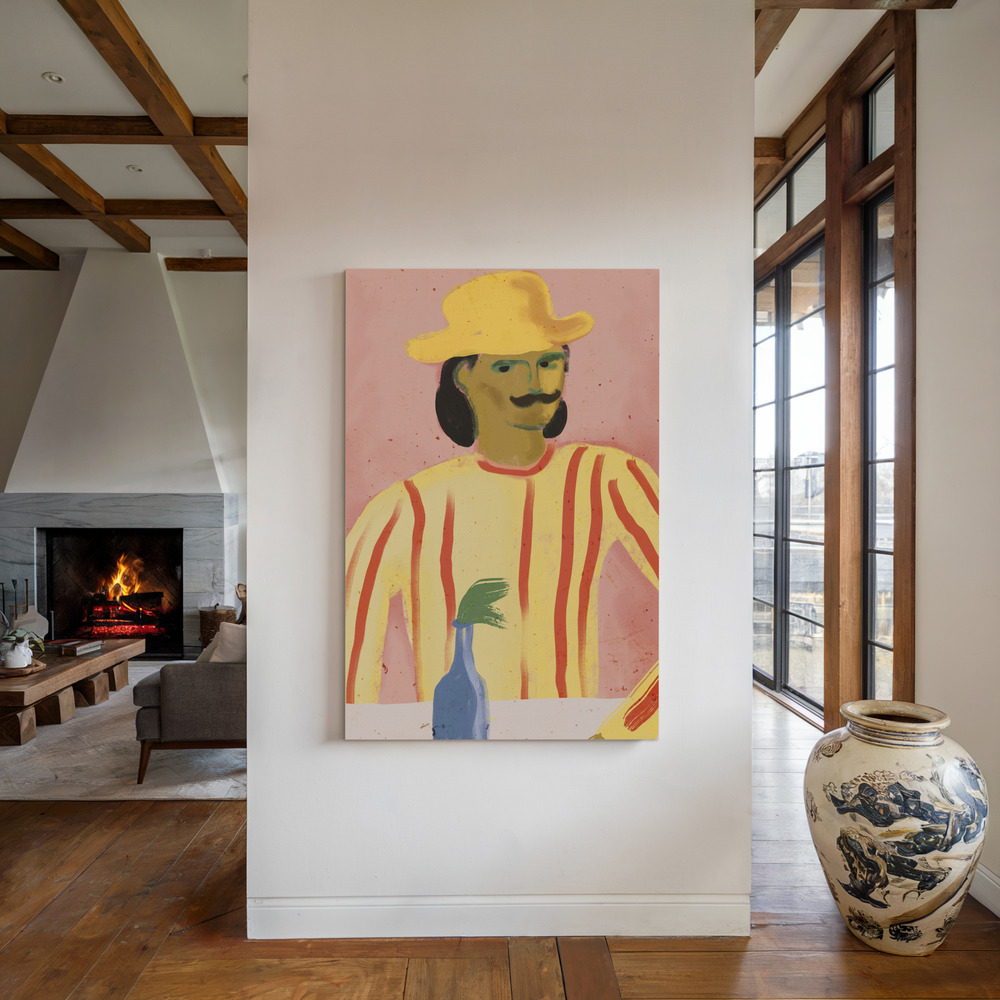 Lienzo - Senhor Barbosa junto a la chimenea