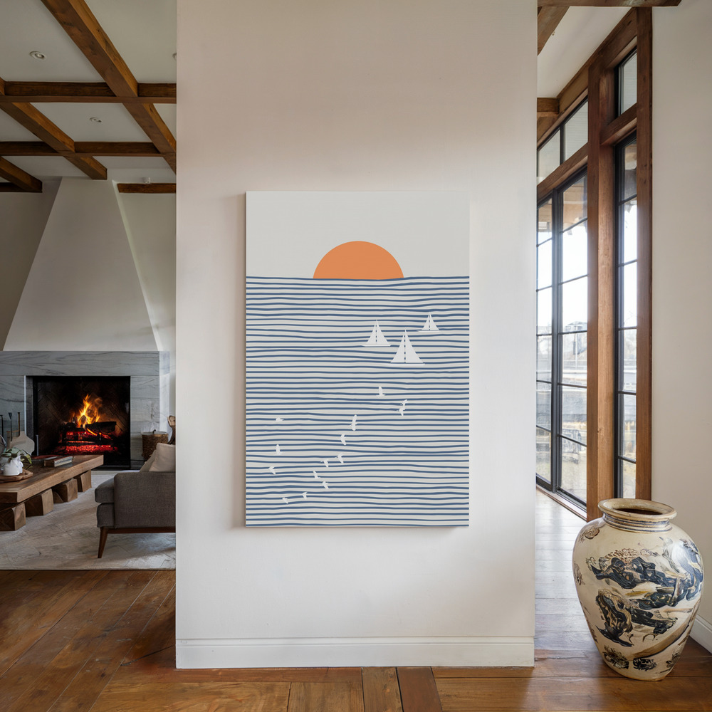 Toile - Three White Sails au coin du feu